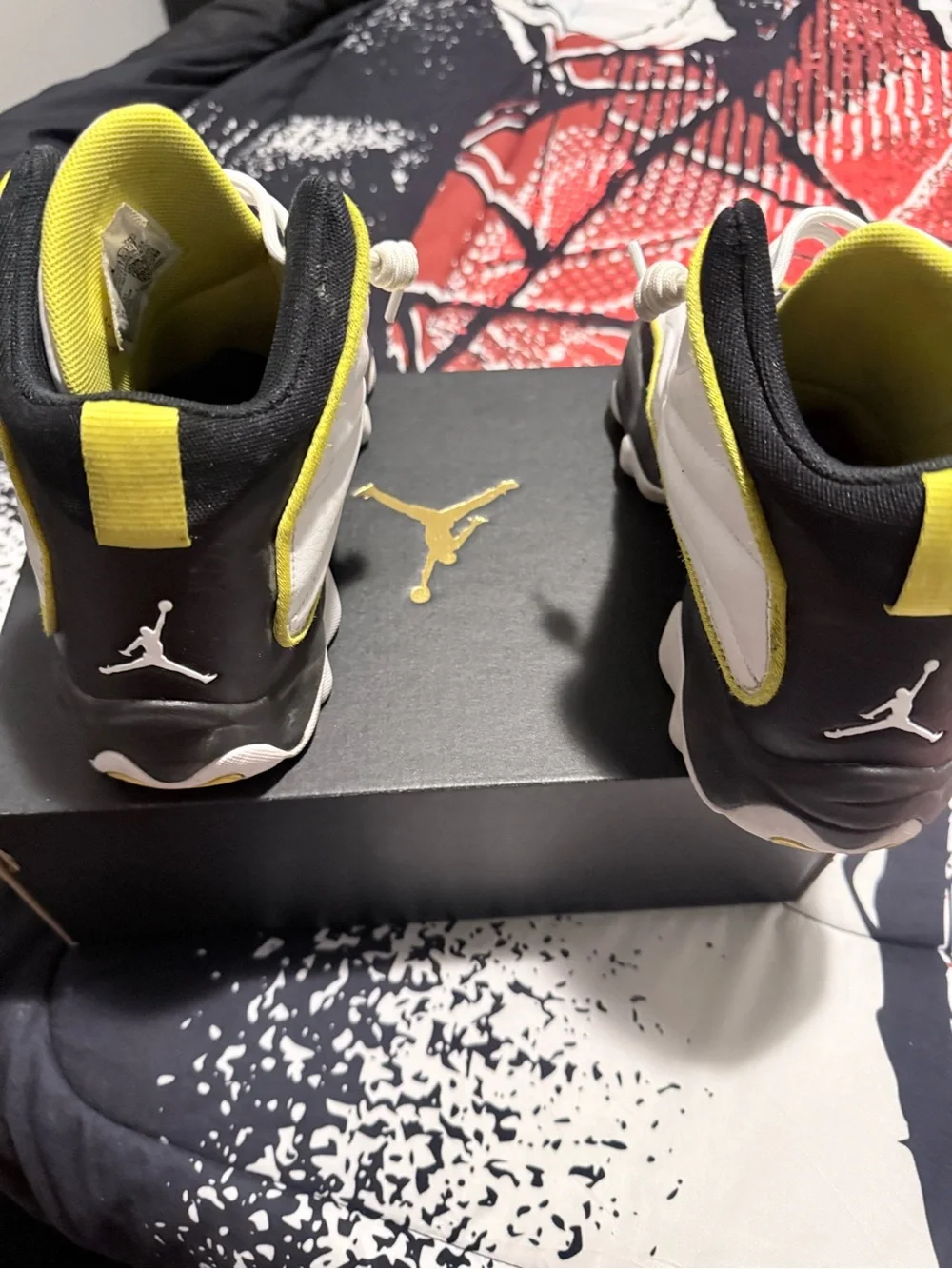 Jordan Kids White and Yellow Basketball Sneakers